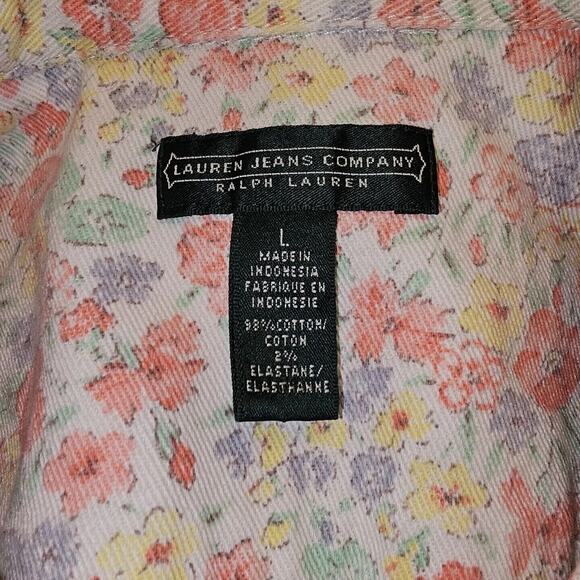 Boho Cottagecore Floral Denim Jacket Pastel Y2K Vintage Feminine Women’s Large - Picture 4 of 9